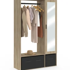 Dressing penderie avec étagères et rangements noirs