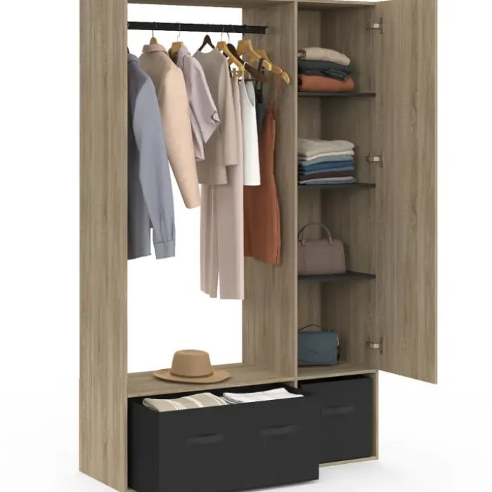 Dressing penderie avec étagères et rangements noirs