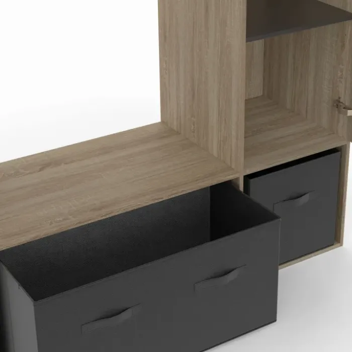 Dressing penderie avec étagères et rangements noirs