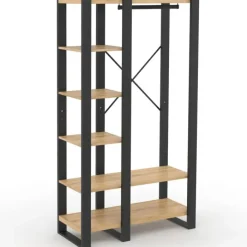 Dressing penderie avec étagère noir et bois 90 cm
