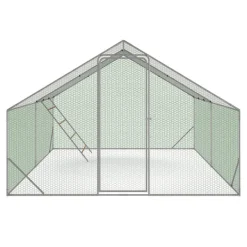 Enclos poulailler 12 m² en acier galvanisé avec perchoir