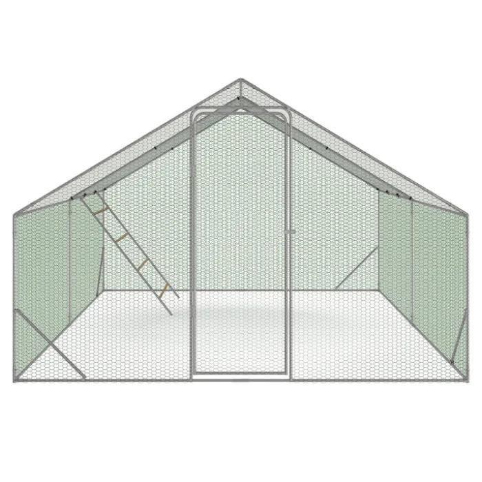 Enclos poulailler 12 m² en acier galvanisé avec perchoir