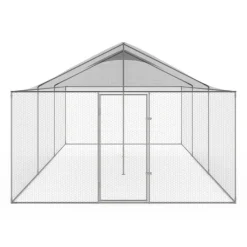 Enclos poulailler en acier galvanisé 18 m² 6x3 m volière extérieure XXL