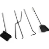 Ensemble d'accessoires de cheminée noir inox avec support