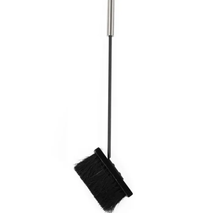 Ensemble d'accessoires de cheminée noir inox avec support