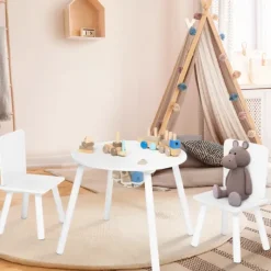 Ensemble de table et chaises pour enfant en bois blanc