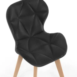 Ensemble table à manger extensible ronde plateau bois et pied filaire en métal 110-150 cm et 4 chaises en PU noires