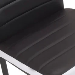 Ensemble table à manger rectangle bois et noir bande centrale noire 160 cm et 6 chaises noires bandeau blanc