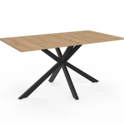 Ensemble table à manger rectangle 160 cm bois et noir et 6 chaises en velours gris foncé