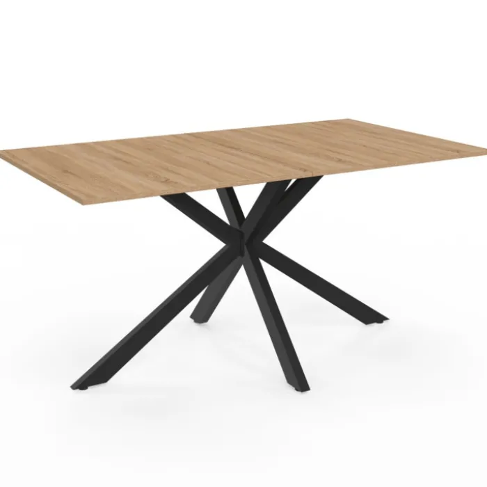 Ensemble table à manger rectangle 160 cm bois et noir et 6 chaises en velours gris foncé