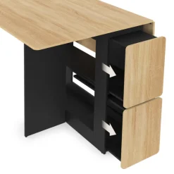 Ensemble table console pliable 2-4 personnes bois noir et plateau façon hêtre avec 4 tabourets