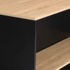 Ensemble table de bar + 2 tabourets de bar bois noir et imitation hêtre