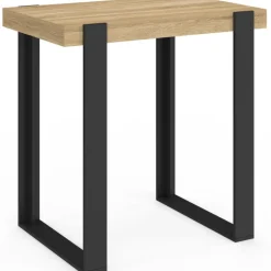 Ensemble table de bar bois et noir et 2 tabourets noir pied noir