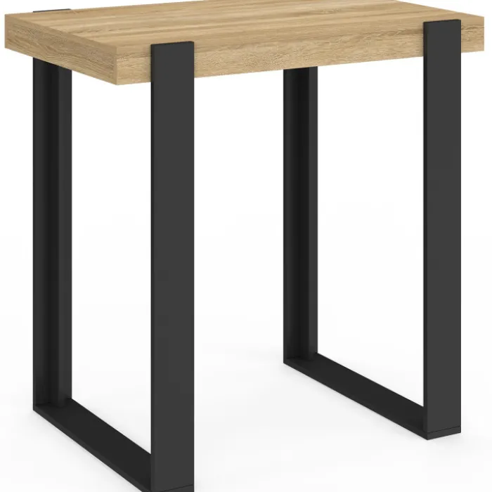 Ensemble table de bar bois et noir et 2 tabourets noir pied noir