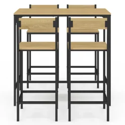 Ensemble table de bar et 4 chaises de bar industrielles
