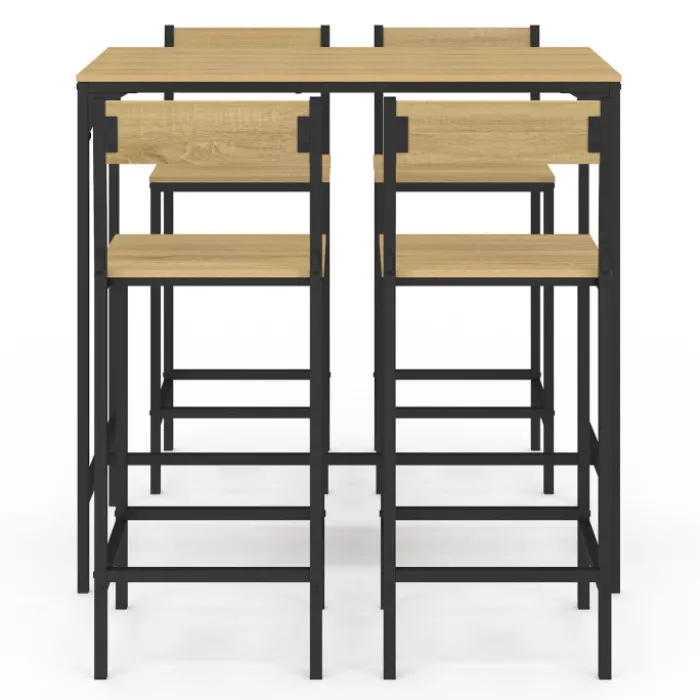 Ensemble table de bar et 4 chaises de bar industrielles