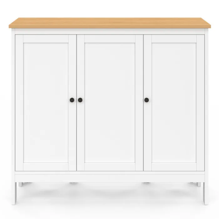 Ensemble table de bar ilot et 2 tabourets bois blanc plateau façon hêtre