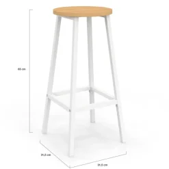 Ensemble table de bar ilot et 2 tabourets bois blanc plateau façon hêtre