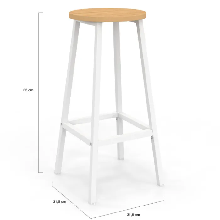 Ensemble table de bar ilot et 2 tabourets bois blanc plateau façon hêtre