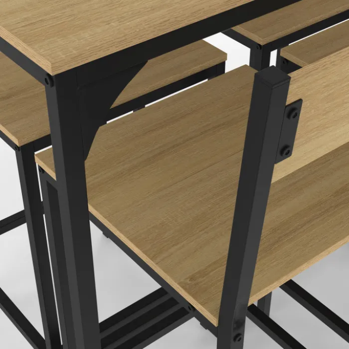 Ensemble table et 6 chaises hautes de bar au design industriel