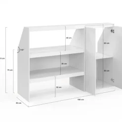 Ensemble étagère 2 niveaux + armoire 2 portes sous pente blanc