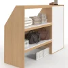 Ensemble étagère 2 niveaux + armoire 2 portes sous pente hêtre et blanc