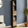 Etagère bibliothèque 190 cm 3 étagères 2 tiroirs 1 placard noir et effet bois