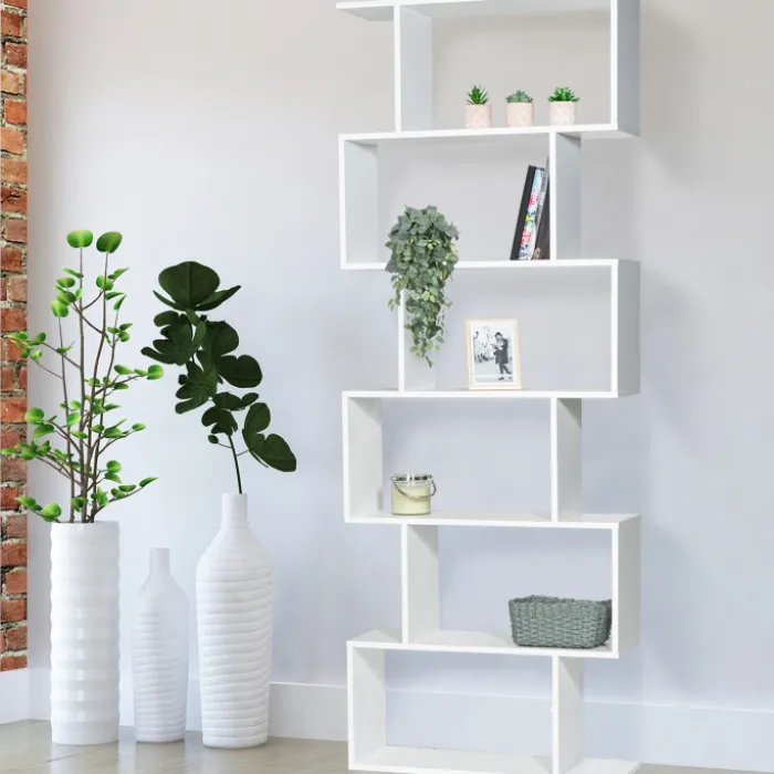 Etagère blanche en S 6 niveaux