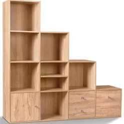 Etagère escalier 4 niveaux bois imitation hêtre