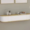 Etagère murale console d'entrée 1 porte blanc et effet bois