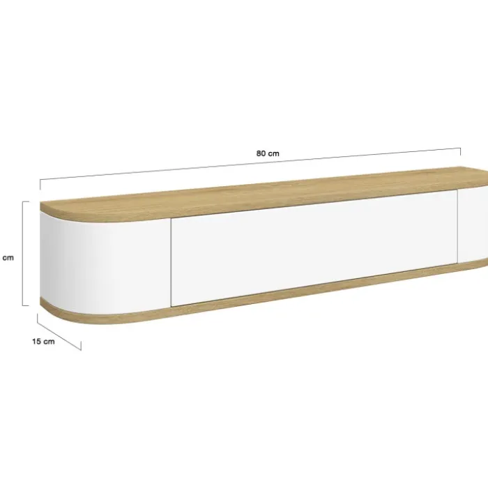 Etagère murale console d'entrée 1 porte blanc et effet bois