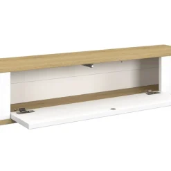Etagère murale console d'entrée 1 porte blanc et effet bois