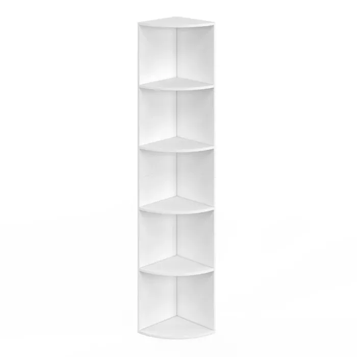 Etagère murale d'angle 5 niveaux blanche à poser ou à fixer