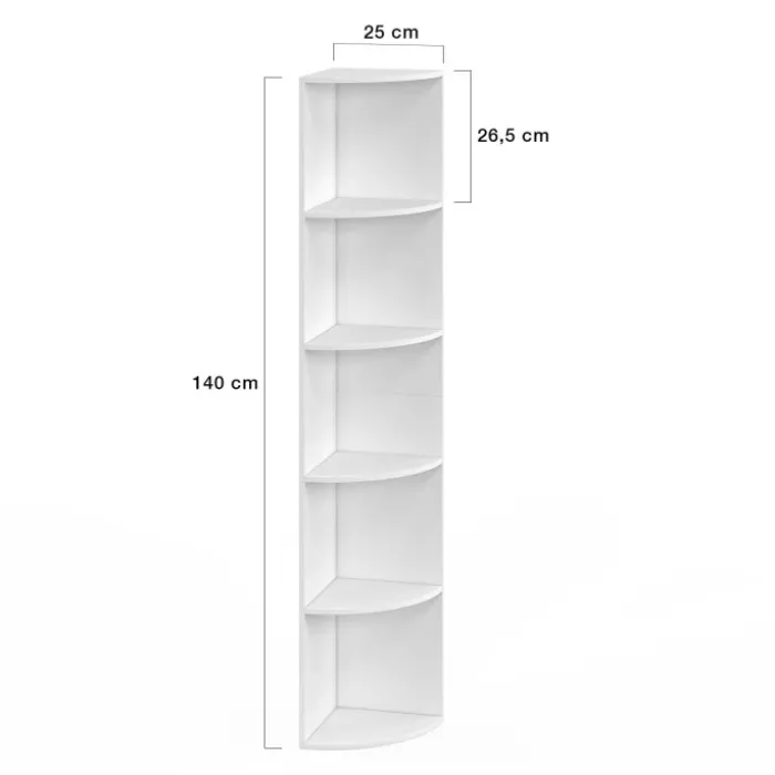 Etagère murale d'angle 5 niveaux blanche à poser ou à fixer