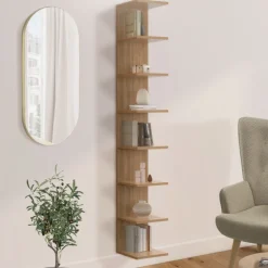 Etagère murale suspendue façon hêtre 190 cm
