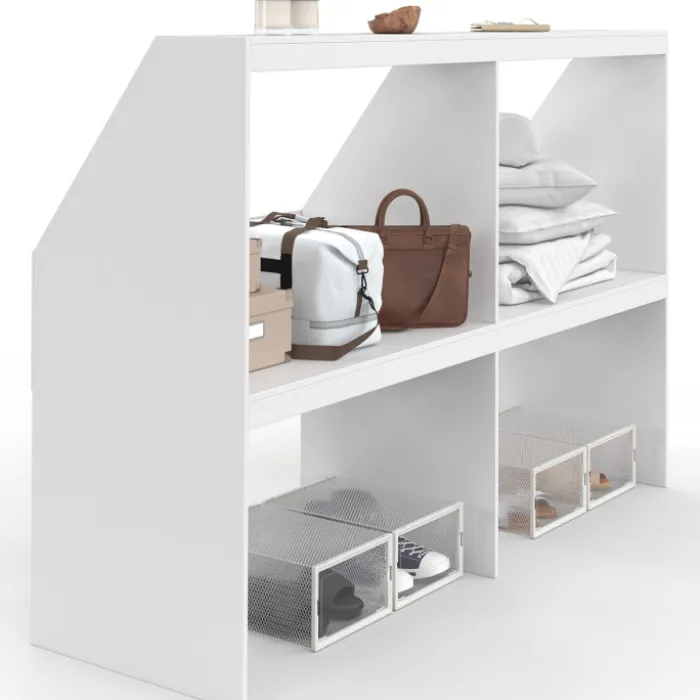 Etagère sous pente 4 cases 160 x 50 x 110/70 cm blanc