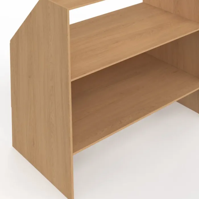 Etagère sous pente 2 niveaux 100 x 50 x 70/110 cm bois façon hêtre