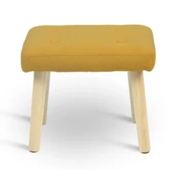 Fauteuil avec repose pieds en tissu jaune style scandinave