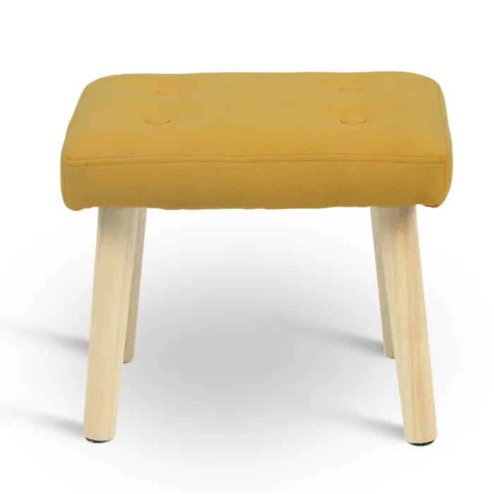 Fauteuil avec repose pieds en tissu jaune style scandinave