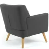Fauteuil avec repose pieds en tissu gris anthracite style scandinave