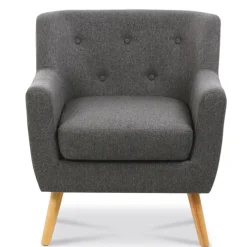 Fauteuil avec repose pieds en tissu gris anthracite style scandinave