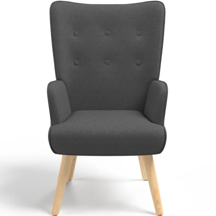 Fauteuil avec repose-pieds gris anthracite style scandinave