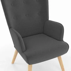 Fauteuil avec repose-pieds gris anthracite style scandinave