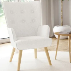 Fauteuil bouclette blanche style scandinave