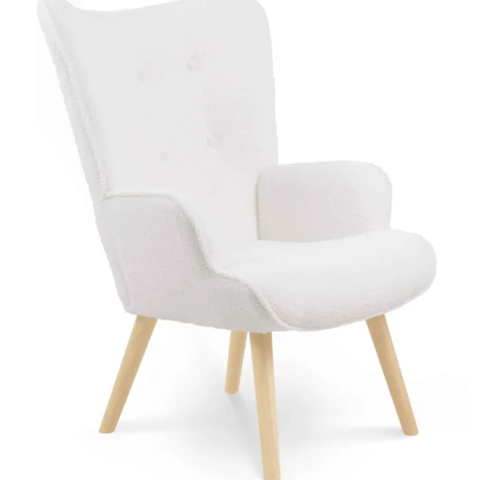 Fauteuil bouclette blanche style scandinave