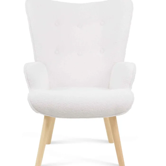 Fauteuil bouclette blanche style scandinave