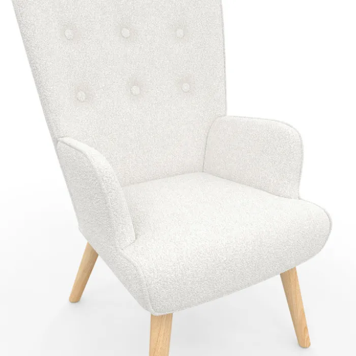 Fauteuil bouclette blanche style scandinave