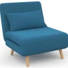 Fauteuil convertible en lit 1 place bleu canard
