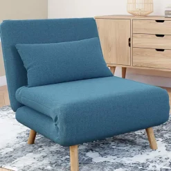 Fauteuil convertible en lit 1 place bleu canard