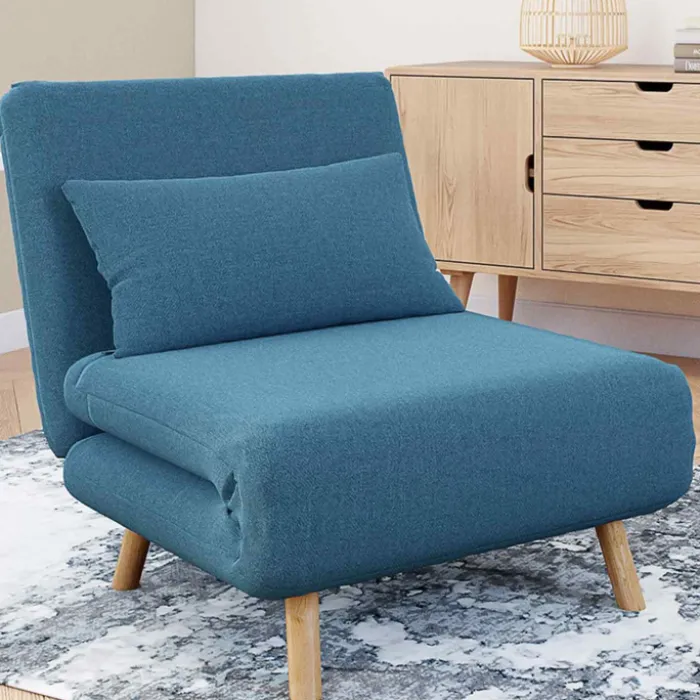 Fauteuil convertible en lit 1 place bleu canard